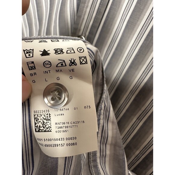 BOSS Hugo Boss Regular Fit Gray Striped Button Up Shirt Men’s Size Large - Picture 5 of 7